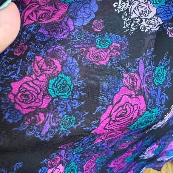 HELL BUNNY Vixen | Margot Dark Floral Halter Retro Dress | Size Small - Picture 3 of 7